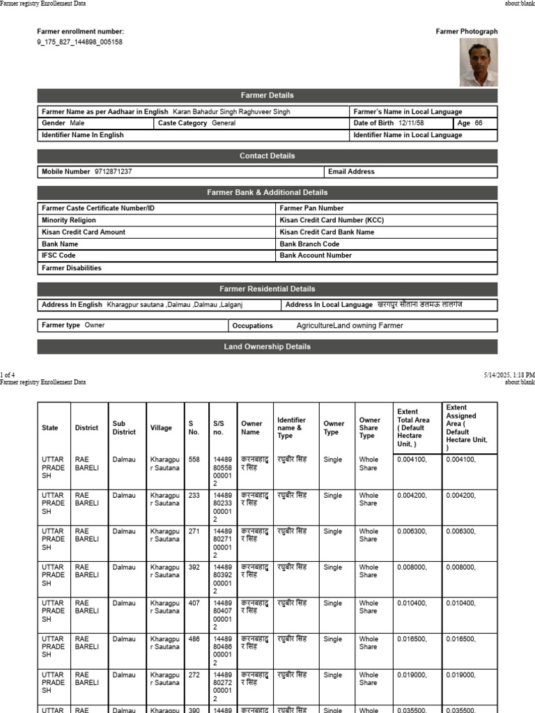 Farmer Details | PDF