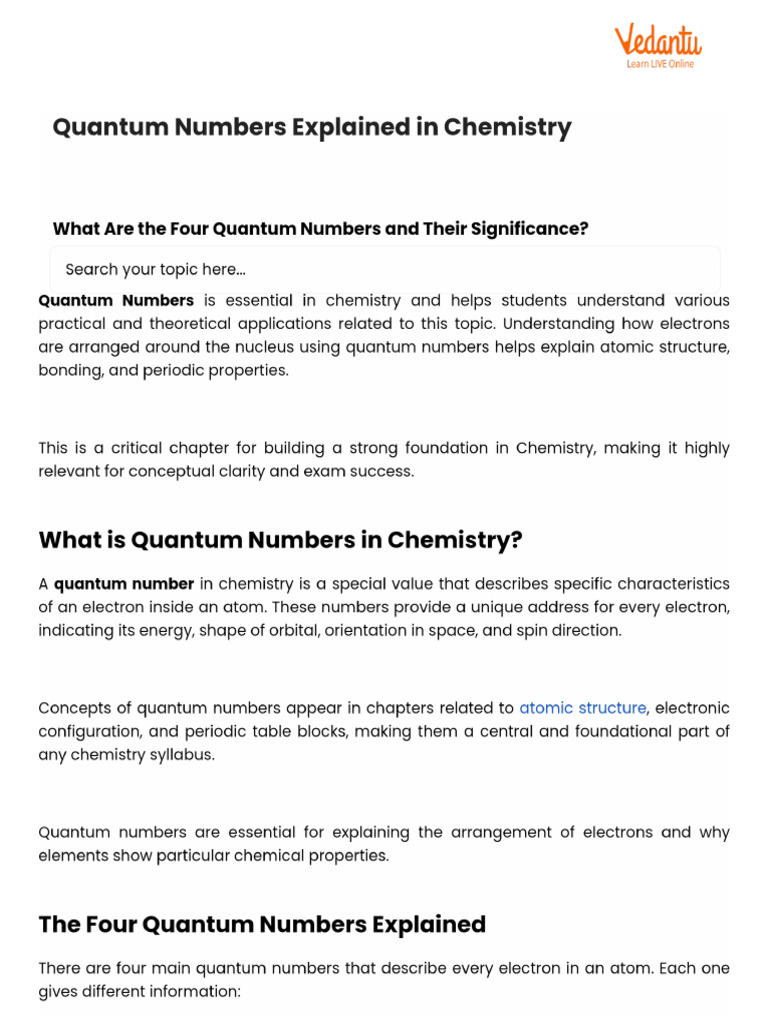Quantum Numbers Explained in Chemistry | PDF