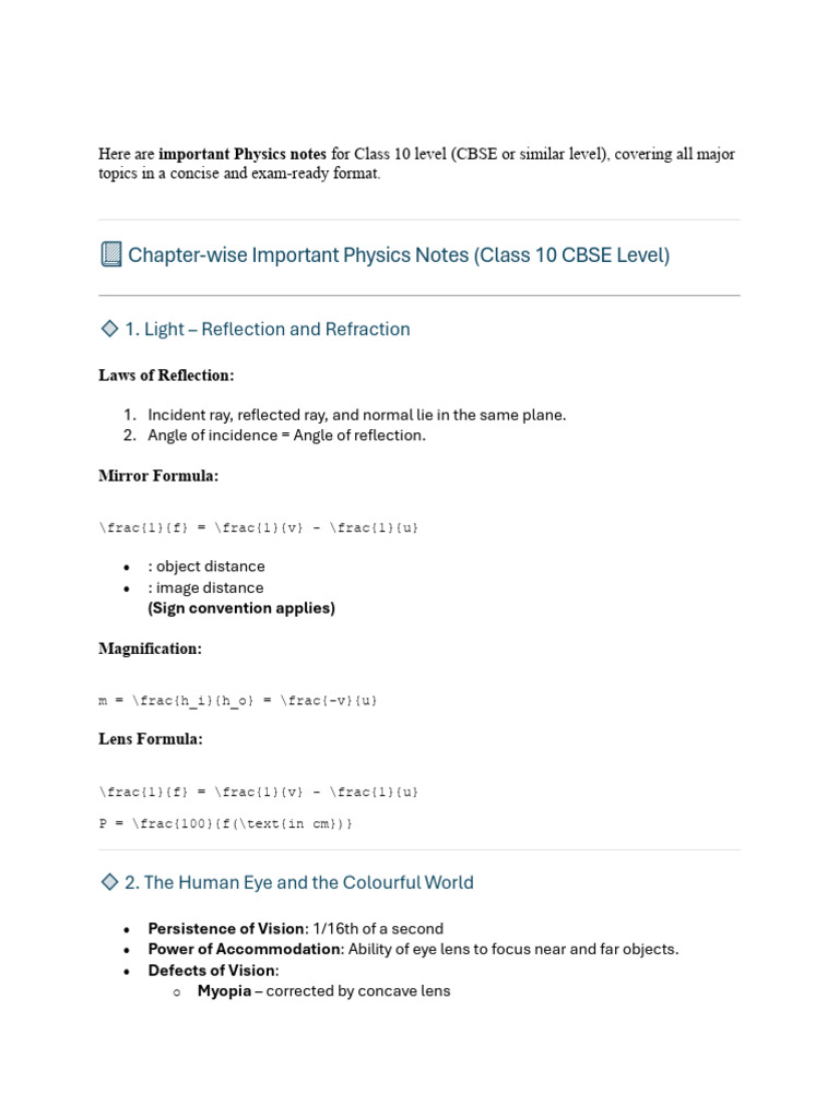 Physics Important Notes | PDF | Electric Generator | Energy Development