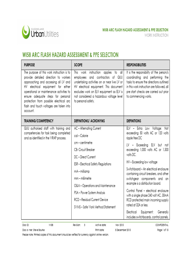 WI58 Rev3 | PDF | Personal Protective Equipment | Electricity