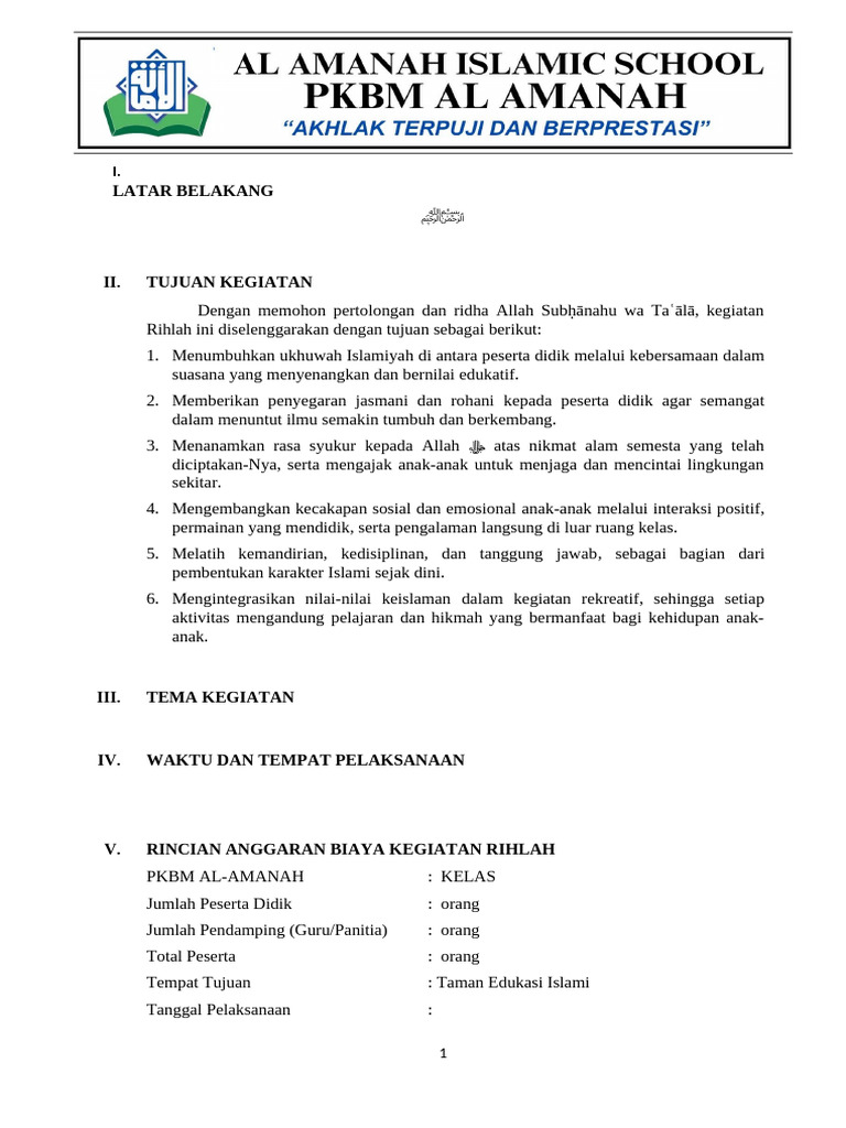 Proposal Kegiatan Rihlah Edukatif | PDF