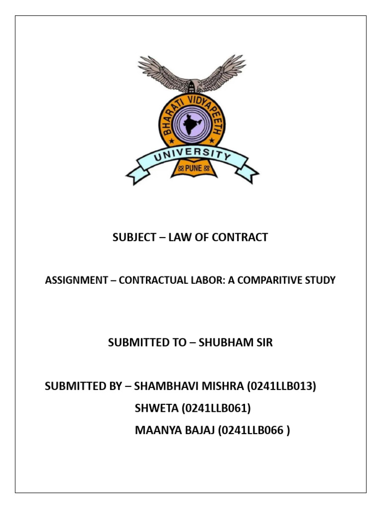 Contract Labour Final | PDF | Employment | Labour Law