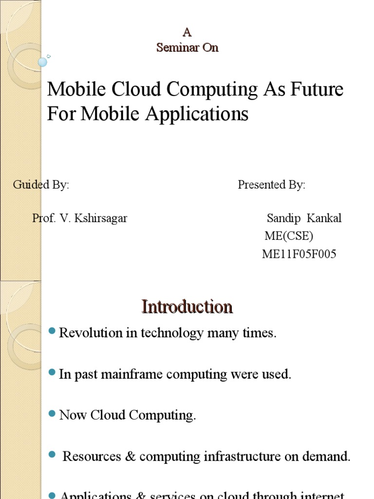 Mobile Cloud Computing Seminar Overview | PDF | Cloud Computing ...