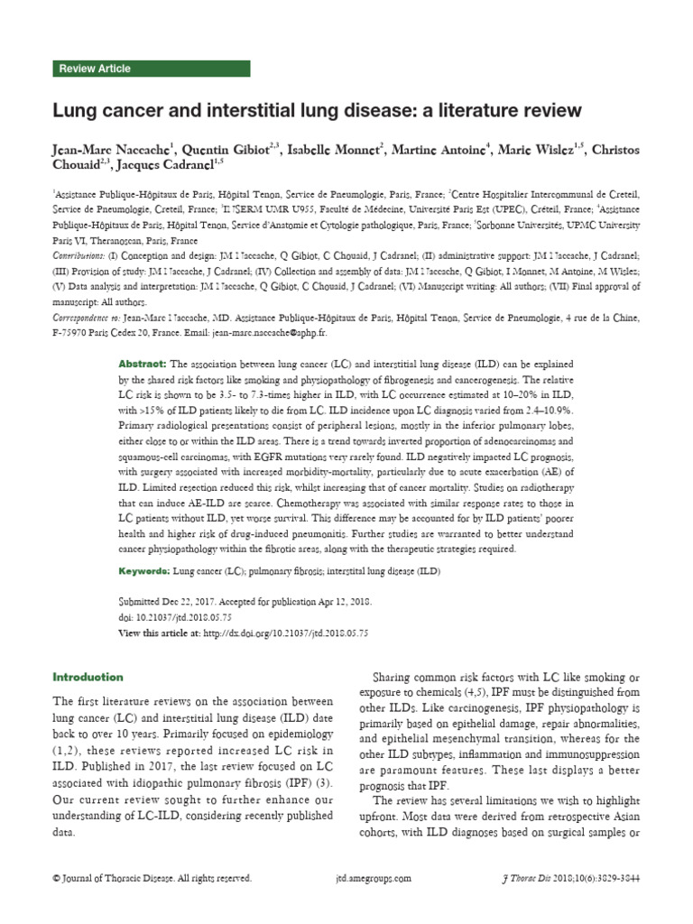 Lung Cancer and Interstitial Lung Disease Review | PDF | Transforming ...