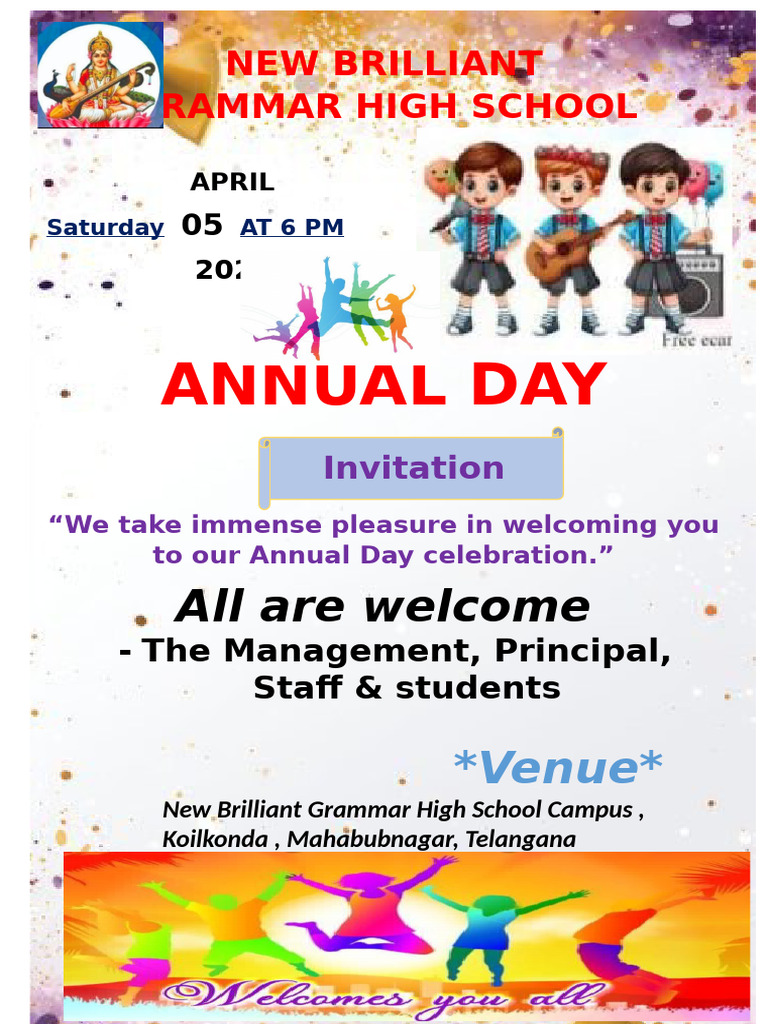 Annual Day Celebration Invitation Card | PDF