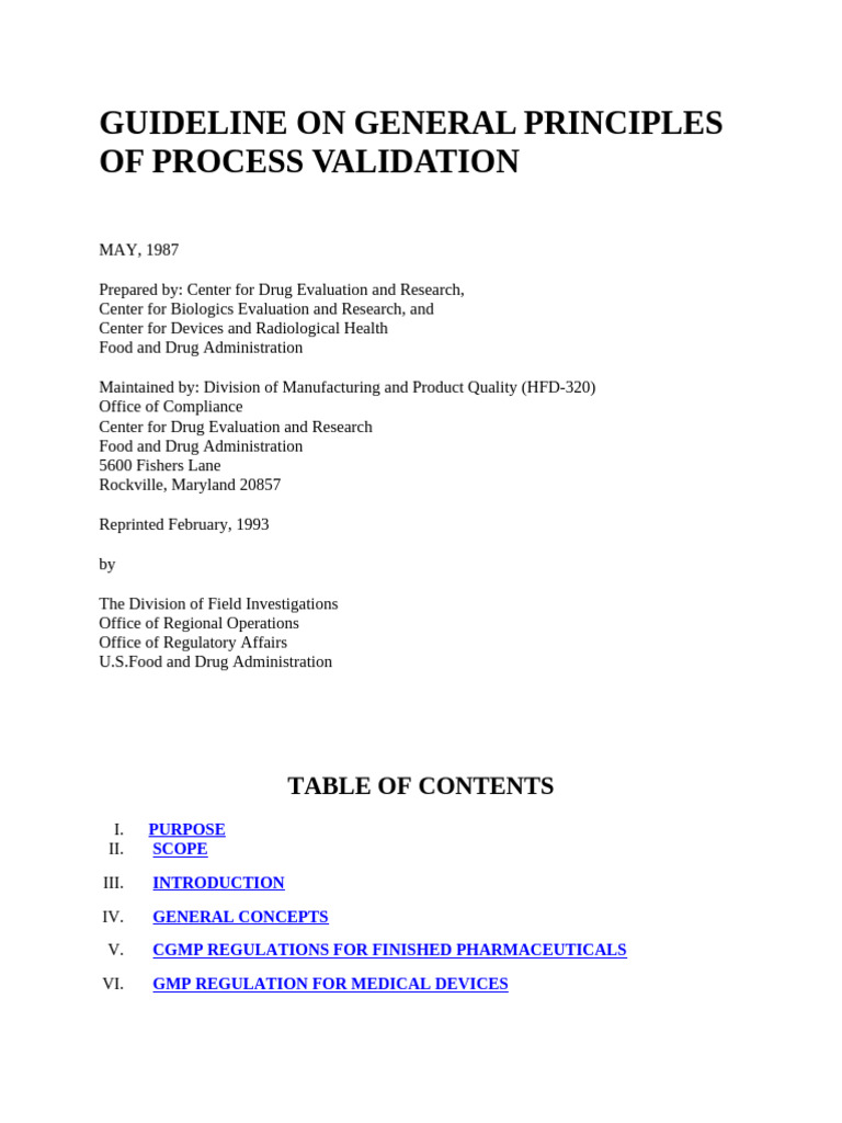 FDA Process Validation Guidelines | PDF | Verification And Validation ...