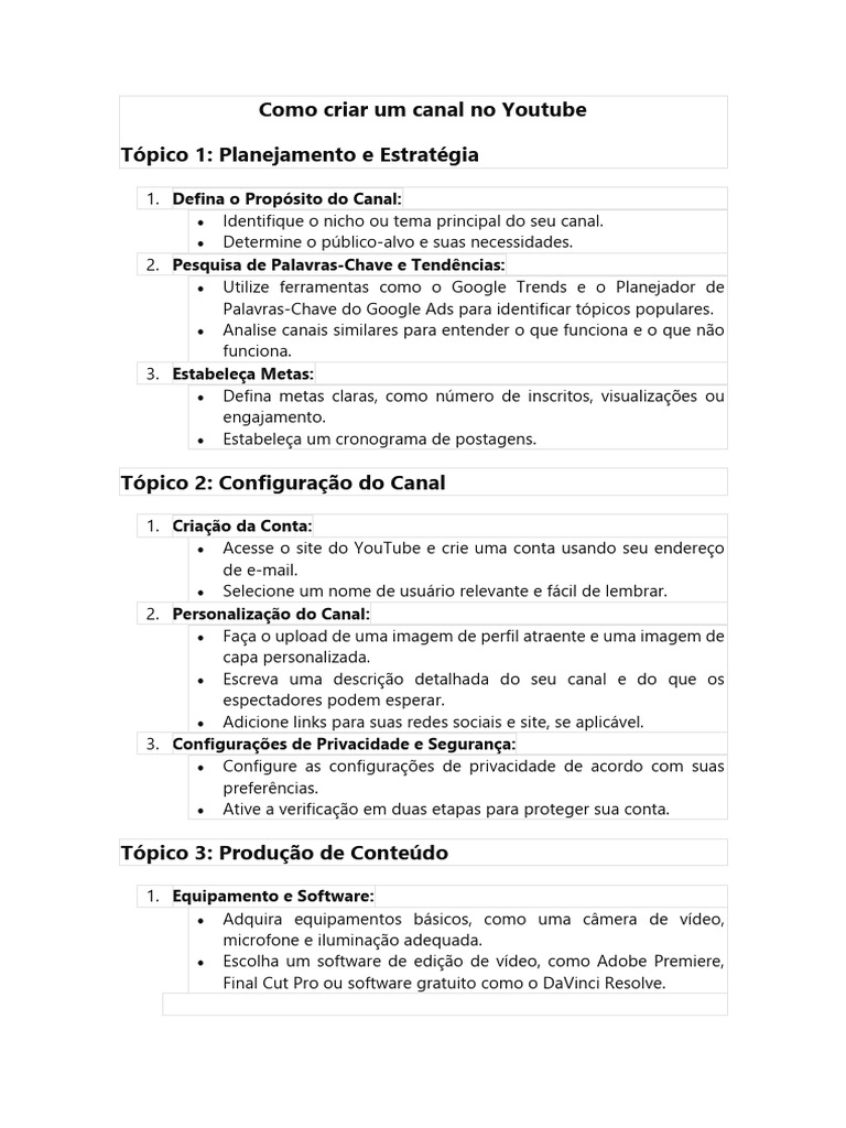 Guia Completo para Criar um Canal no YouTube | PDF | YouTube ...