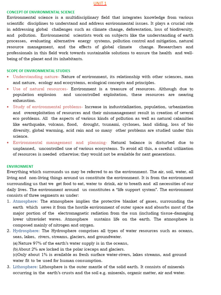 Understanding Environmental Science Concepts | PDF | Ecosystem | Waste ...