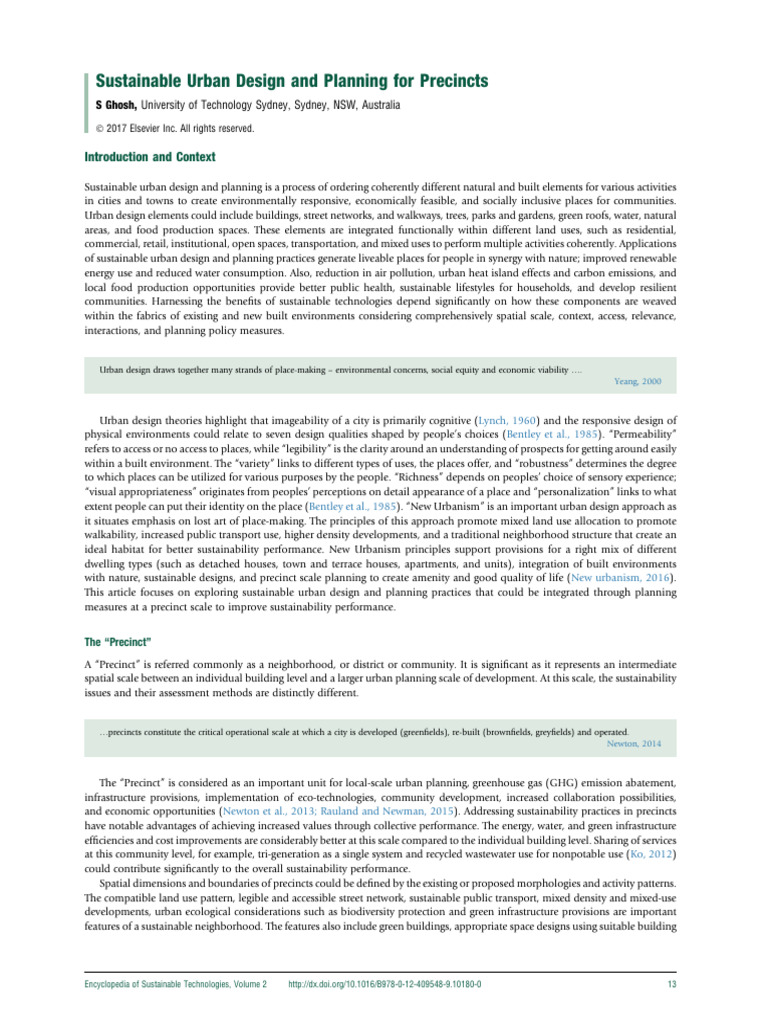 2017 - Sustainable Urban Design and Planning For Precincts | PDF ...
