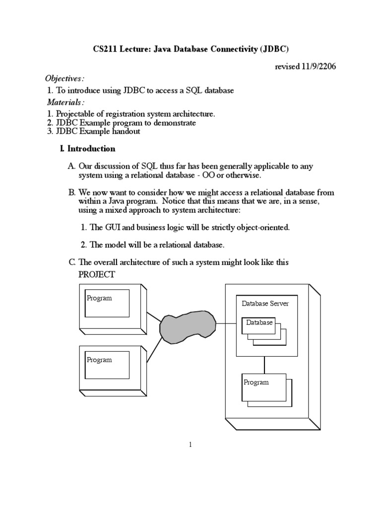 Java Database Connectivity (JDBC) Overview | PDF | Databases | Sql