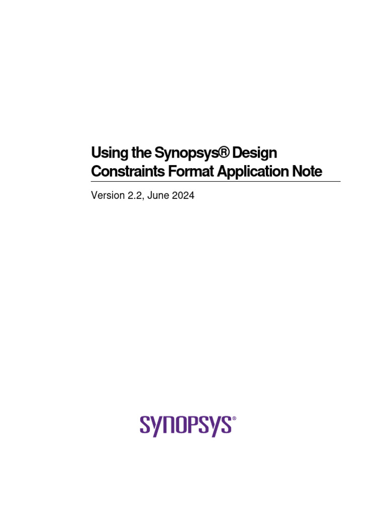 Synopsys Design Constraints Guide 2.2 | PDF | License | Command Line ...