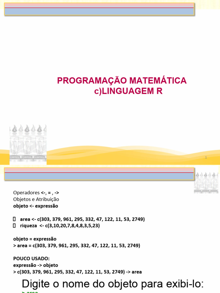 Programação em R: Vetores e Objetos | PDF | Matlab | Linguagem de script