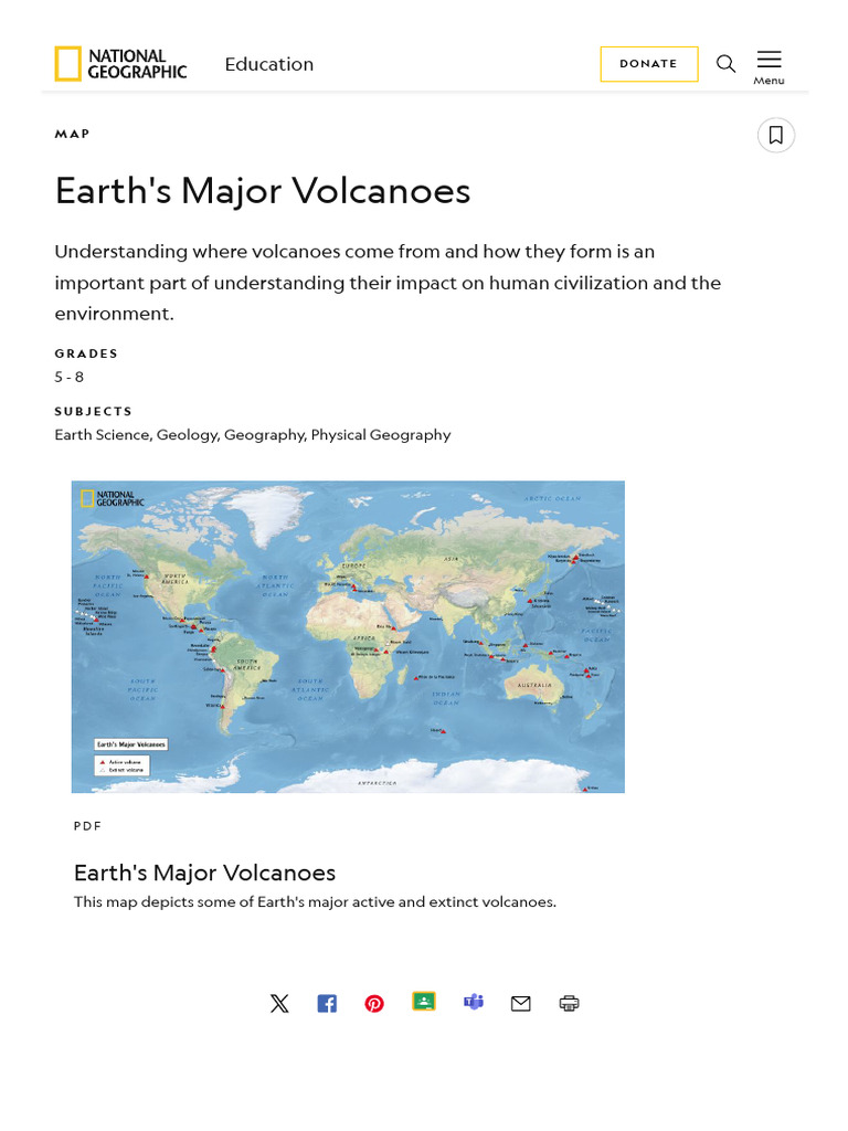 Major Volcanoes of Earth Map | PDF | Volcano | Earth Sciences