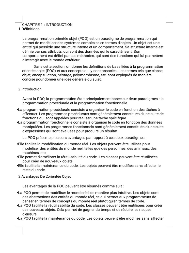 Introduction à la Programmation Orientée Objet | PDF | Programmation ...