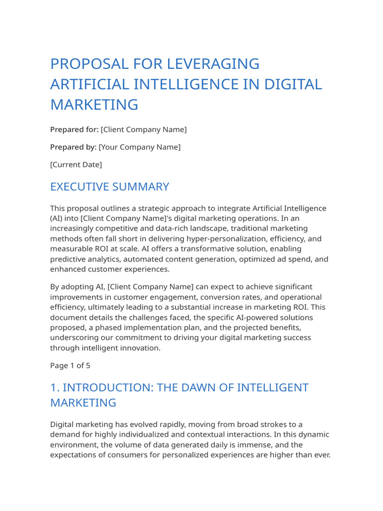AI-Driven Digital Marketing Proposal | PDF | Artificial Intelligence ...