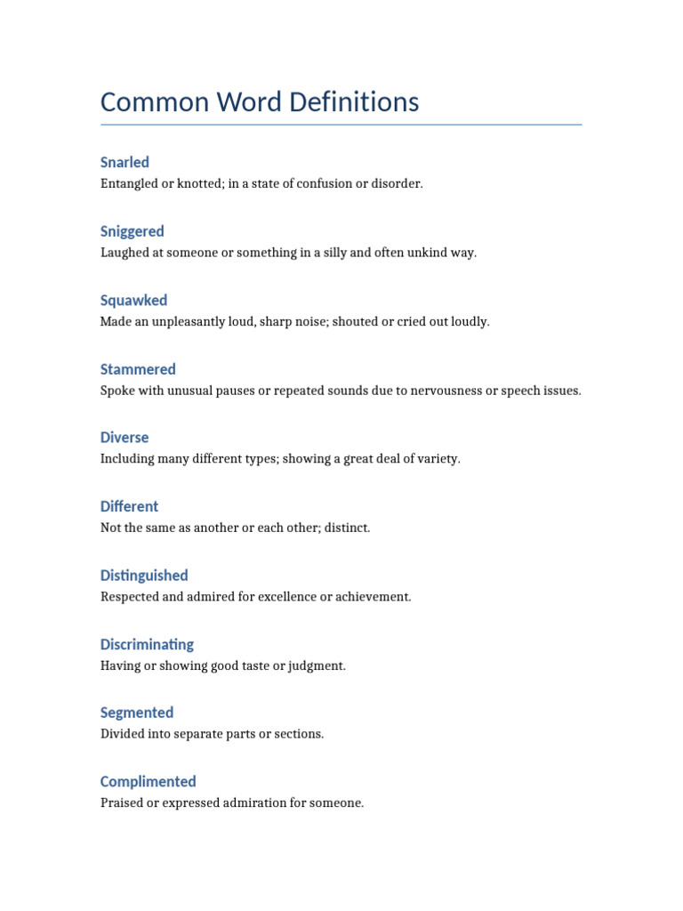 Essential Word Definitions Explained | PDF