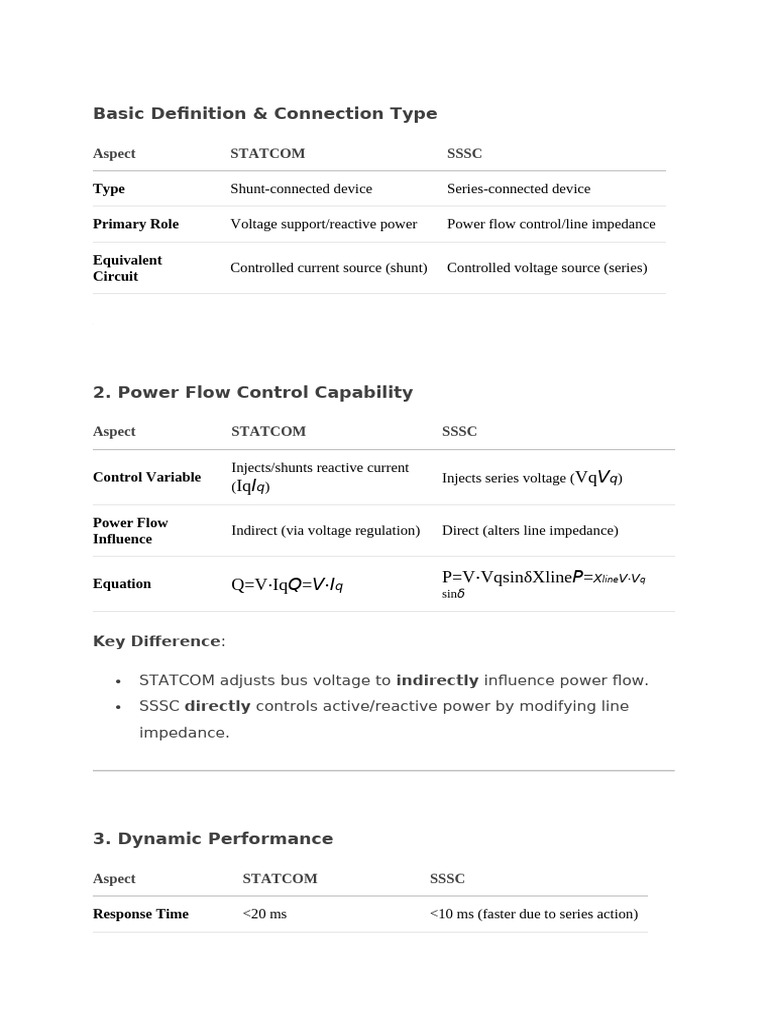 STATCOM vs SSSC: Key Differences Explained | PDF | Electrical Impedance ...