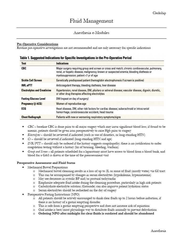 Anesthesia Exam Notes | PDF | Dehydration | Medical Specialties