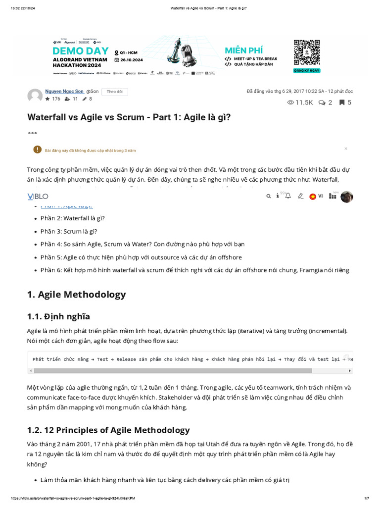 Waterfall Vs Agile Vs Scrum - Part 1 - Agile Là Gì | PDF