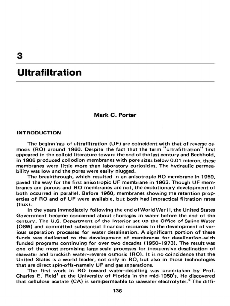 History and Development of Ultrafiltration | PDF | Membrane | Membrane ...