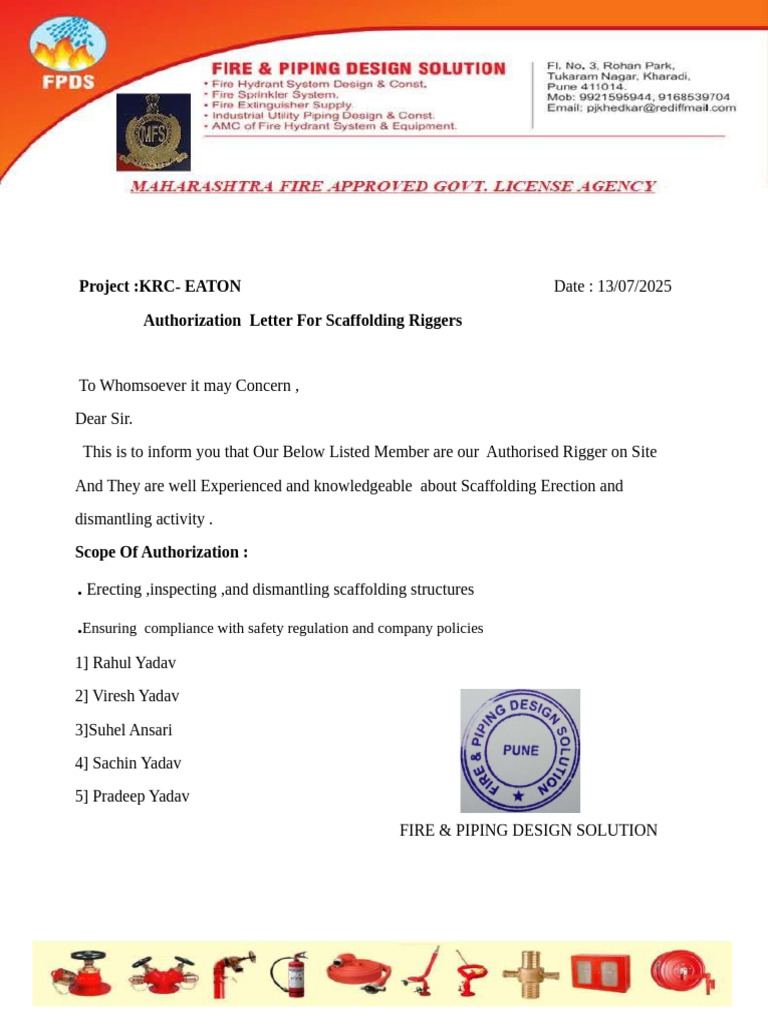 Scaffolding Rigger Letter | PDF