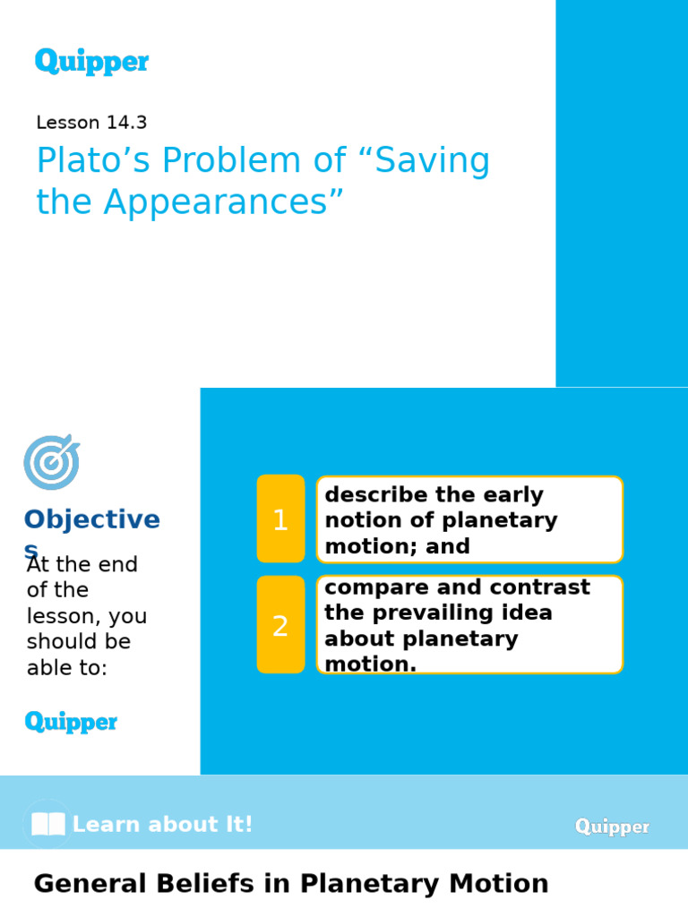 Physical Science Shs 14 3 Platos Problem Of Saving The Appearances