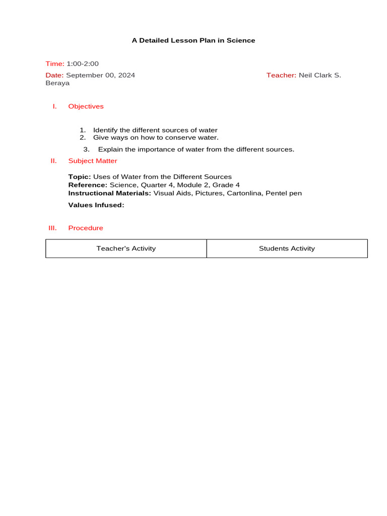 Lesson Plan Format | PDF