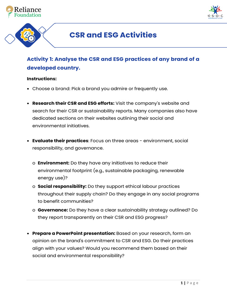 CSR and ESG Activities | PDF