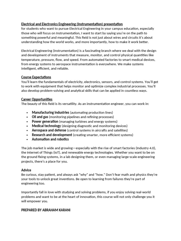 Instrumentation Engineering Overview | PDF
