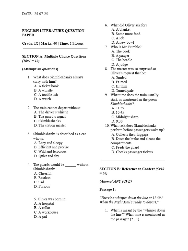 IX - Chapter Completion Test | PDF