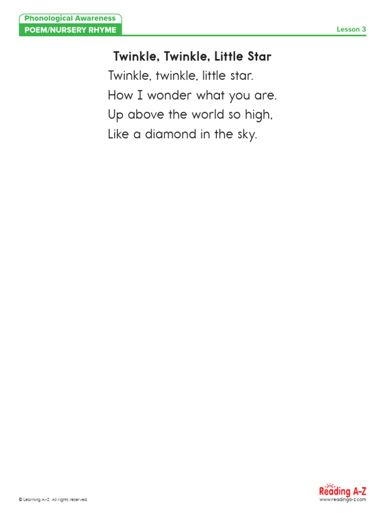 Twinkle, Twinkle: A Nursery Rhyme | PDF