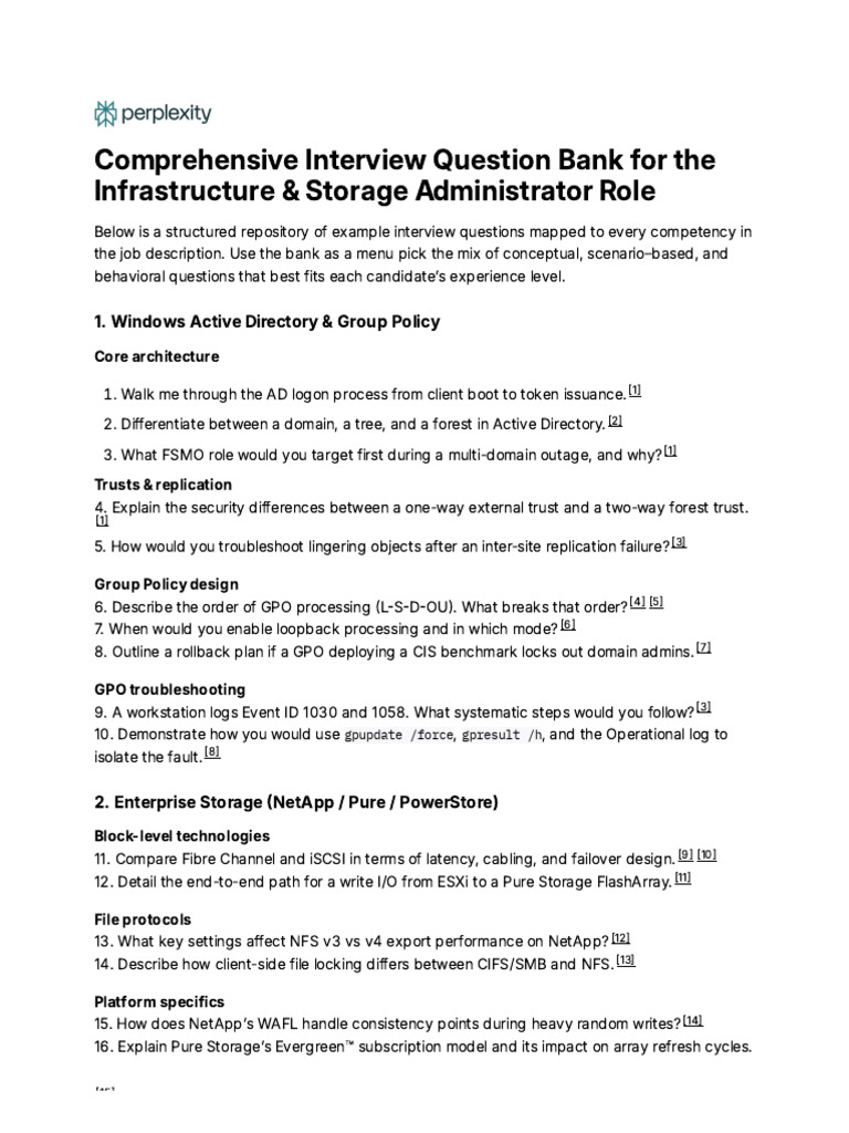 Pure Storage Interview Question Bank | PDF | Group Policy | Computer ...