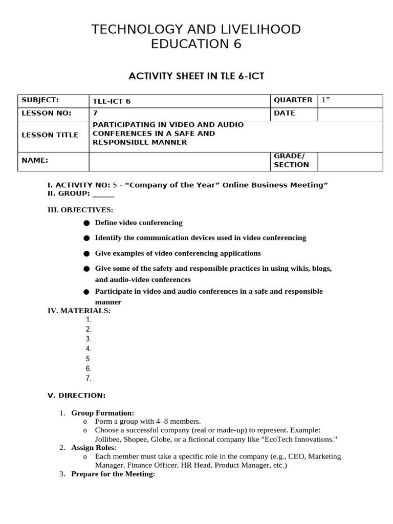 TLE 6 ACTIVITY SHEET No. 4-1 | PDF