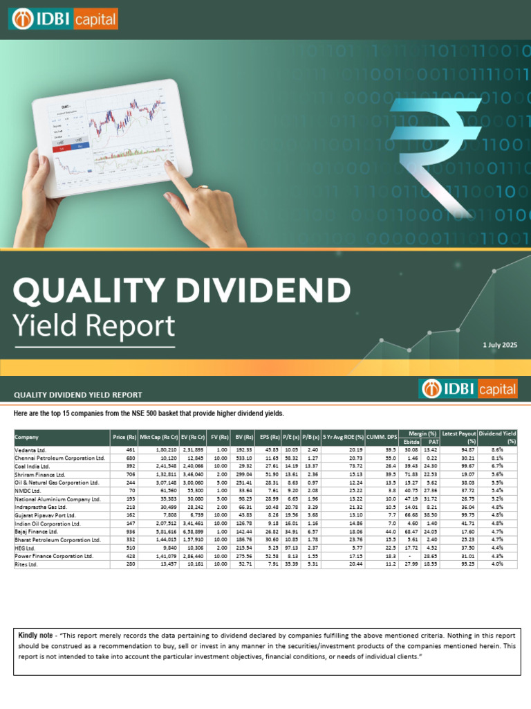 Dividend Yield Report July 2025 01 July 2025 848936755 | PDF ...