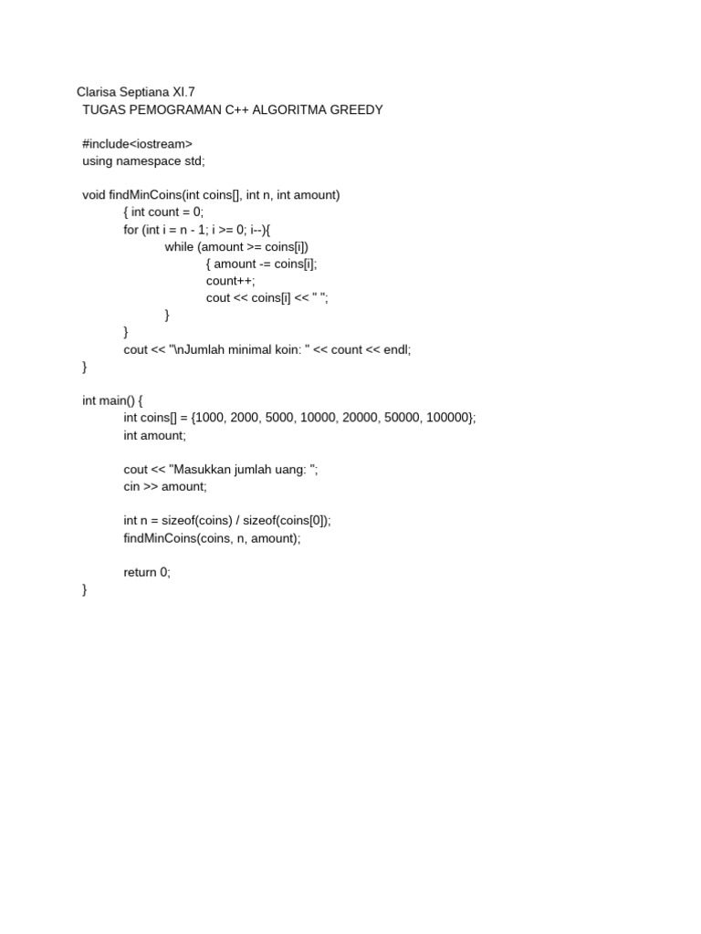 Keysha 11.7 Algoritma Greedy | PDF