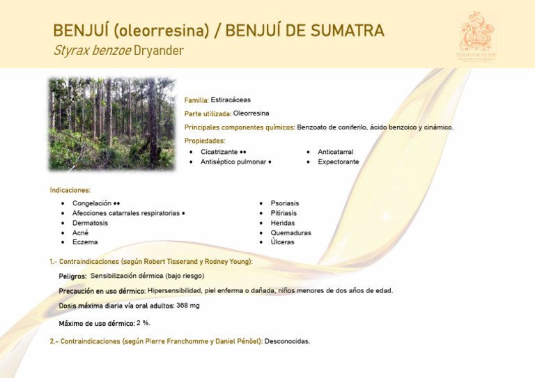 Benjuí (Styrax Benzoe Dryander) | PDF