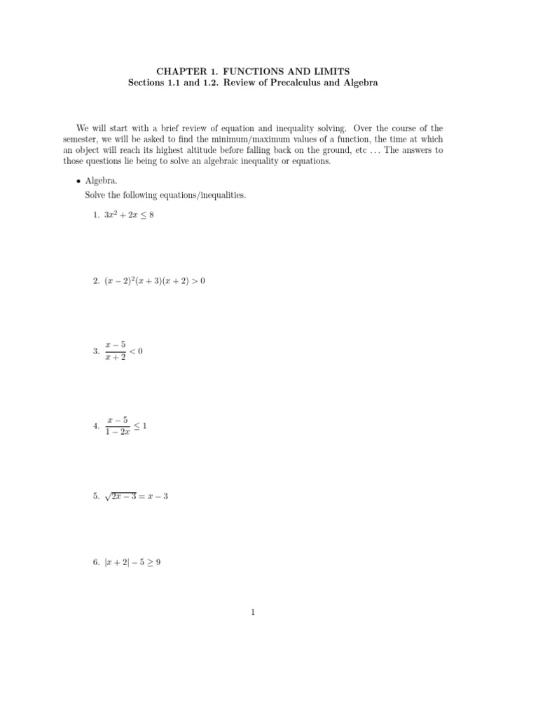 1.1-1.2 Functions and Their Representation | PDF | Equations | Abstract ...
