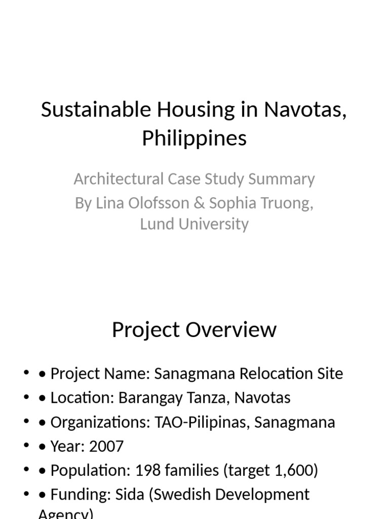 Sustainable Housing in Navotas | PDF | Infrastructure | Natural Environment