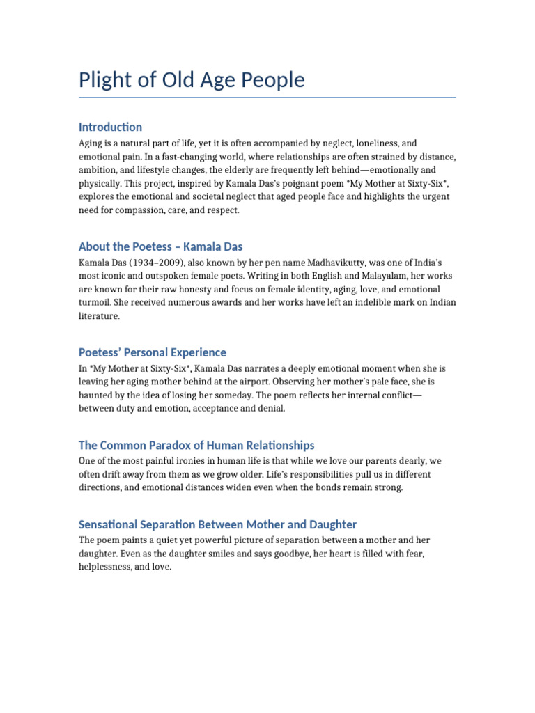 Understanding the Plight of the Elderly | PDF