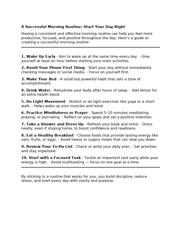 Successful Morning Routine | PDF