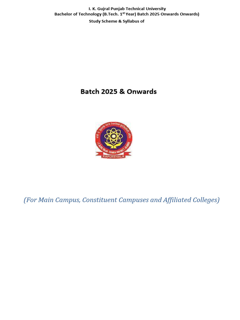 B.Tech 1st Year Syllabus 2025 IKGPTU | PDF | Equations | Integral