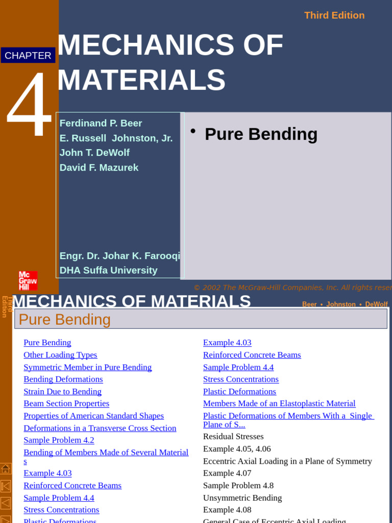MOM-1-4 Pure Bending JKF | PDF | Bending | Stress (Mechanics)