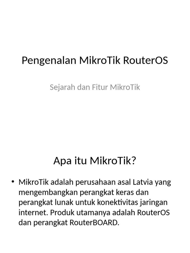 Perkenalan MikroTik RouterOS dan Fitur | PDF