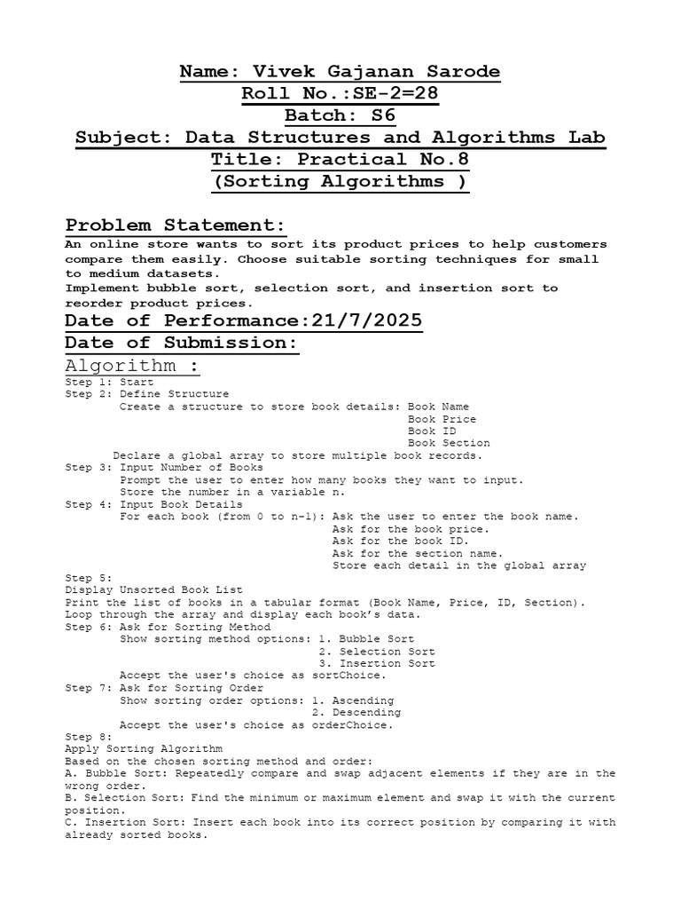 Sorting Algorithms for Book Prices | PDF | Computer Science ...