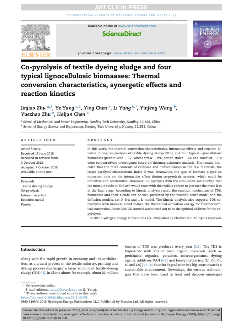 Co-Pyrolysis of Textile Sludge and Biomass | PDF | Pyrolysis | Combustion