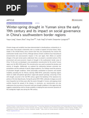 Winter-Spring Drought in Yunnan Since The Early 19th Century and