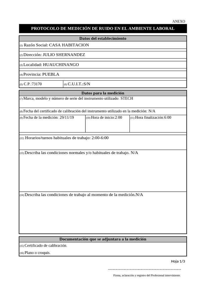 Protocolo de Medición de Ruido Laboral | PDF | ruido