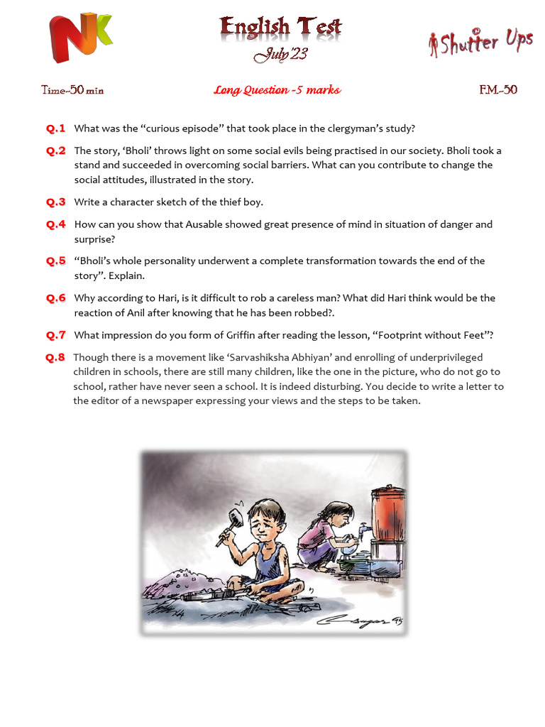 Eng Question Paper July 23 | PDF