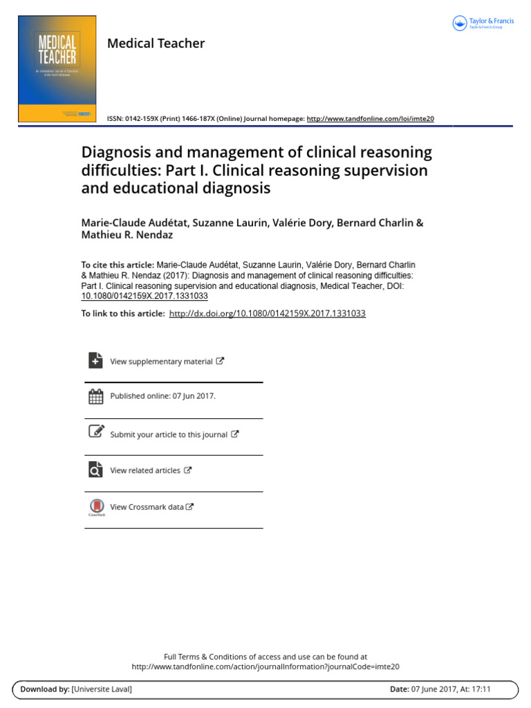 Clinical Reasoning Supervision Guide | PDF | Hypothesis | Medical Diagnosis