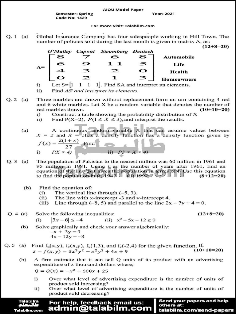Solved Model Paper | PDF
